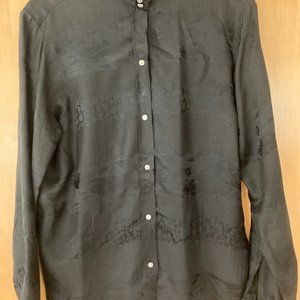 Black Silk Jacquard Blouse, Made in France, from Saks Fifth Avenue.